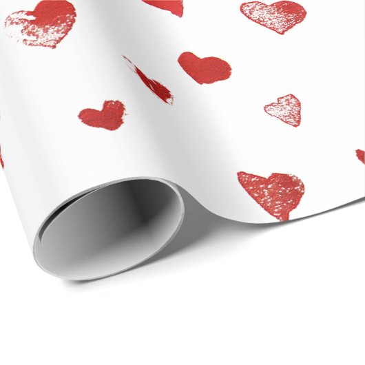 Cute Waterverf Red Hearts Cadeaupapier (Rol Hoek)