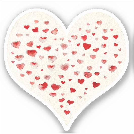 Cute Waterverf Red Hearts Sticker (Voorkant)