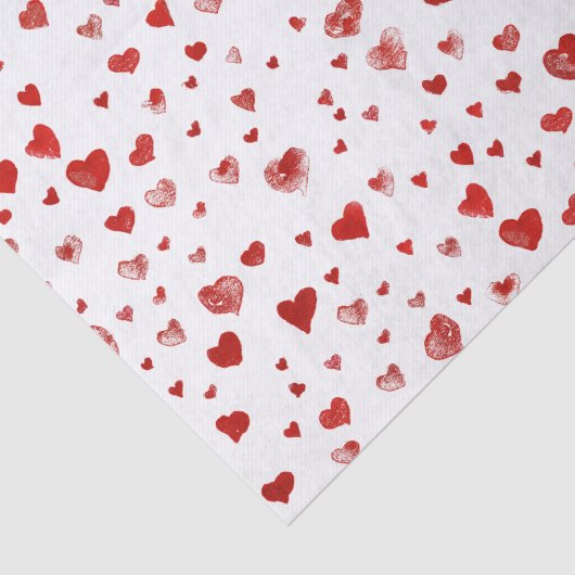 Cute Waterverf Red Hearts Tissuepapier (Detail)
