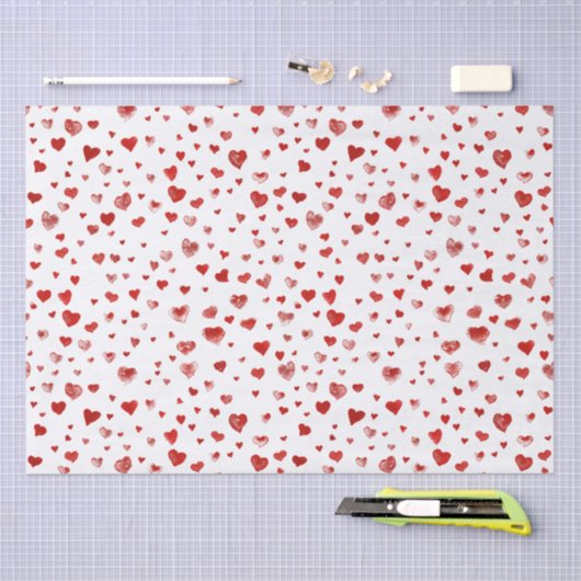 Cute Waterverf Red Hearts Tissuepapier (Craft)