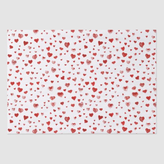 Cute Waterverf Red Hearts Tissuepapier (Voorkant)