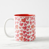 Cute Waterverf Red Valentijns Hearts Tweekleurige Koffiemok (Links)