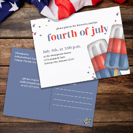Cute Waterverf Red White Blue Popsial QR Code Briefkaart