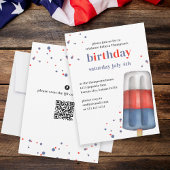 Cute Waterverf Red White Blue Popsial QR Code Kaart