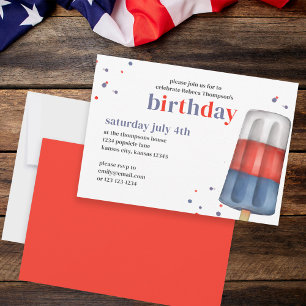 Cute Waterverf Red White Blue Summer Kaart