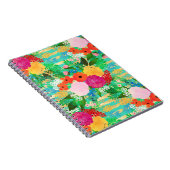 Cute Waterverf Red & Yellow Floral Biscay Green Notitieboek (Rechterzijde)