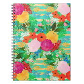 Cute Waterverf Red & Yellow Floral Biscay Green Notitieboek (Voorkant)