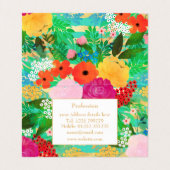 Cute Waterverf Red & Yellow Floral Biscay Green Visitekaartje (Binnenkant ongevouwen)