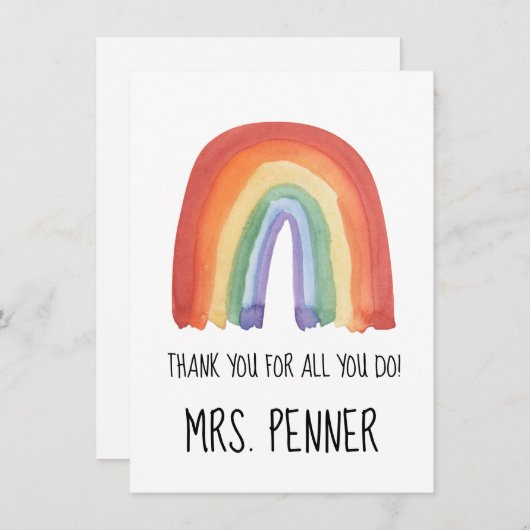 Cute waterverf regenboog bedankt sleutelhanger (Voorkant / Achterkant)