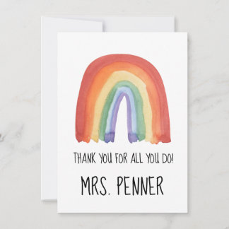 Cute waterverf regenboog bedankt sleutelhanger