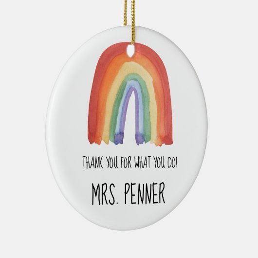 Cute waterverf regenboog bedankt voor je cadeau keramisch ornament (Rechts)