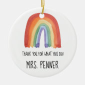 Cute waterverf regenboog bedankt voor je cadeau keramisch ornament (Voorkant)