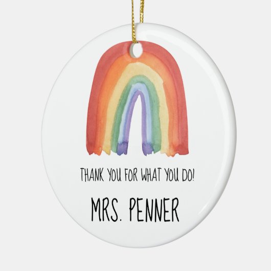 Cute waterverf regenboog bedankt voor je cadeau keramisch ornament (Links)