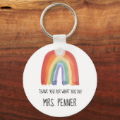 Cute waterverf regenboog bedankt voor je cadeau sleutelhanger (Voorkant)