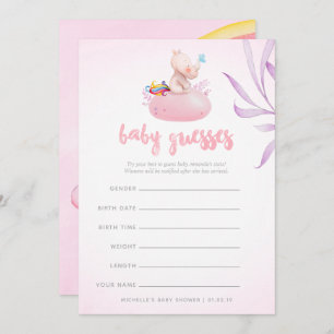Cute Waterverf Rhino Unicorn Baby Girl Shower Inv Kaart
