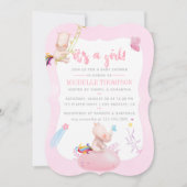 Cute Waterverf Rhino Unicorn Baby Girl Shower Kaart (Voorkant)