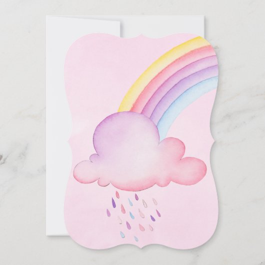 Cute Waterverf Rhino Unicorn Baby Girl Shower Kaart (Achterkant)