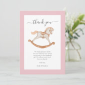 Cute Waterverf Rocking Horse Baby shower Bedankkaart (Staand voorkant)