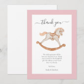 Cute Waterverf Rocking Horse Baby shower Bedankkaart (Voorkant / Achterkant)