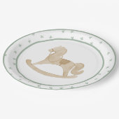 Cute Waterverf Rocking Horse Green Baby shower Papieren Bordje (Gekanteld)