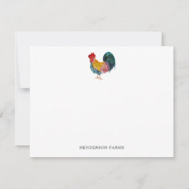 Cute Waterverf Rooster Boerderij Notitiekaartje