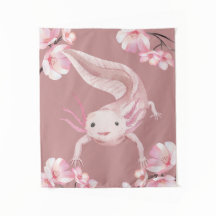 Cute Waterverf Roze Axolotl Wandtapijt
