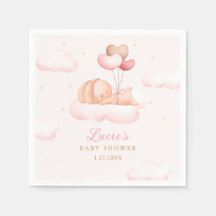 Cute Waterverf roze Bunny Boho Girl Baby shower Servet