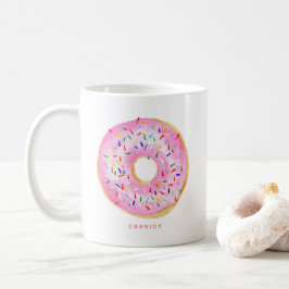 Cute Waterverf Roze Donut Sprinkles Gepersonalisee Koffiemok
