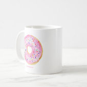 Cute Waterverf Roze Donut Sprinkles Gepersonalisee Koffiemok (Voorkant links)