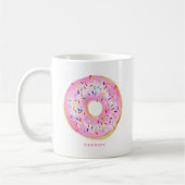 Cute Waterverf Roze Donut Sprinkles Gepersonalisee Koffiemok (Links)