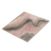 Cute Waterverf Roze en Grijze Glitter Marble Tegeltje (Zijkant)