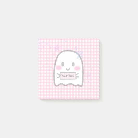 Cute Waterverf roze Ghost Name Post-it Notes (Voorkant)