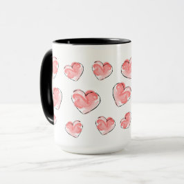 Cute Waterverf Roze Hart Patroon Keramiek Mok
