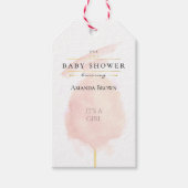 Cute Waterverf Roze katoenhoudend Snoep Baby showe Cadeaulabel (Voorkant)