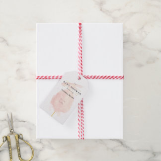 Cute Waterverf Roze katoenhoudend Snoep Baby showe Cadeaulabel