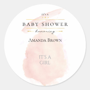 Cute Waterverf Roze katoenhoudend Snoep Baby showe Ronde Sticker