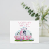 Cute Waterverf Roze & White Retro  Glamper Briefkaart (Staand voorkant)
