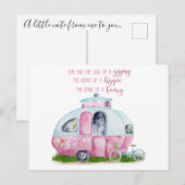 Cute Waterverf Roze & White Retro  Glamper Briefkaart (Voorkant / Achterkant)