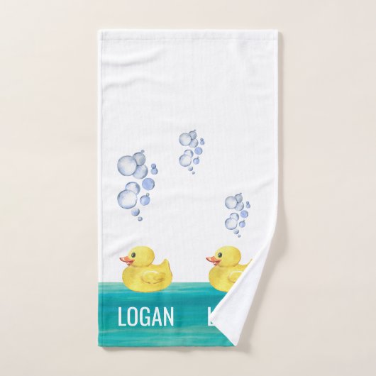 Cute Waterverf Rubber Duck Bathtub Bubble Bath Bad Handdoek (Handdoek)
