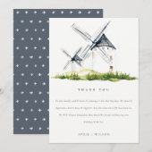Cute Waterverf Rustic Boerderij Windmill Theme Wed Bedankkaart (Voorkant / Achterkant)