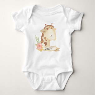 Cute Waterverf Safari Animal Baby Giraffe Romper