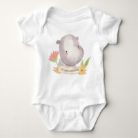 Cute Waterverf Safari Animal Baby Hippopotamus
