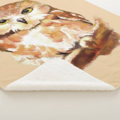 Cute Waterverf Saw Whet Owl Graphic art Bird Sherpa Deken (3/4)