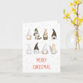 Cute Waterverf Scandi Gnome Merry-kerstkaart Kaart (Gele Bloem)