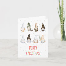Cute Waterverf Scandi Gnome Merry-kerstkaart