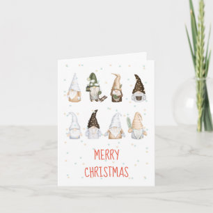 Cute Waterverf Scandi Gnome Merry-kerstkaart Kaart
