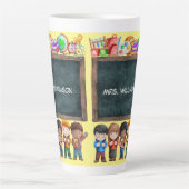 Cute Waterverf School Chalkboard Latte Mok (Voorkant)