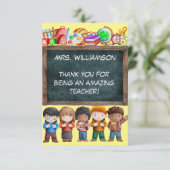 Cute Waterverf School Chalkboard Text Teacher Bedankkaart (Staand voorkant)