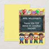 Cute Waterverf School Chalkboard Text Teacher Bedankkaart (Voorkant / Achterkant)