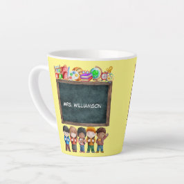 Cute Waterverf School Chalkboard Text Teacher Latte Mok